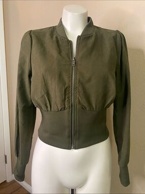 Story On Olive Green zip front fitted Jacket S